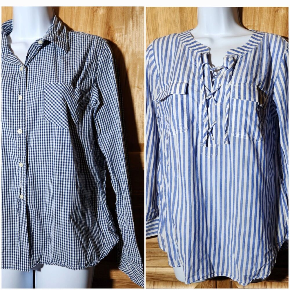 Talbots Tops Lot – Women’s Medium, Lace-Up & Button-Down Long Sleeve